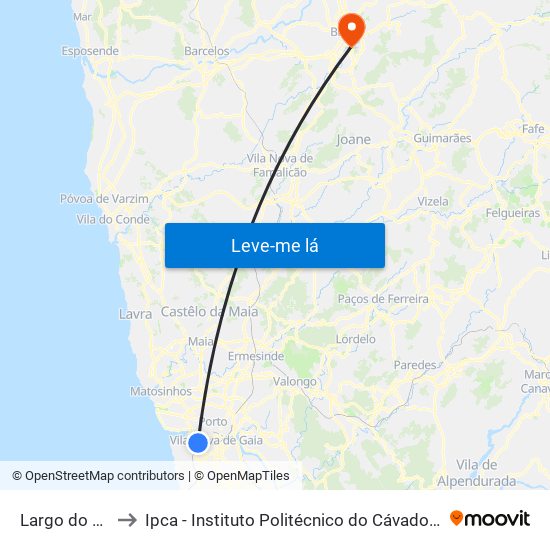Largo do Montinho to Ipca - Instituto Politécnico do Cávado e do Ave - Pólo de Braga map