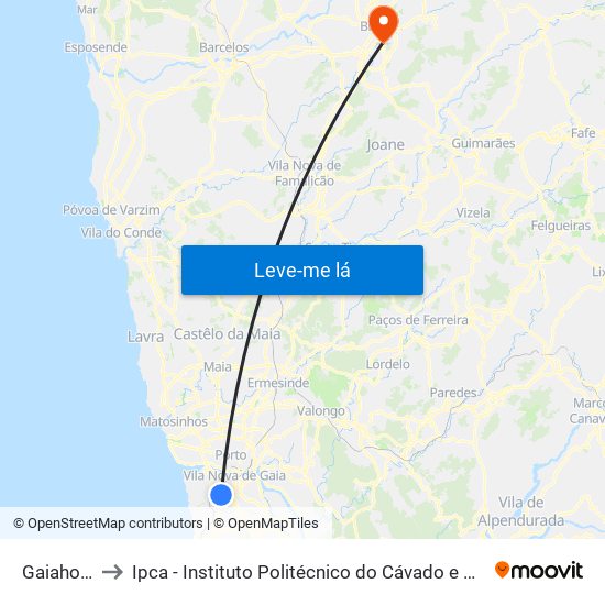 Gaiahopping to Ipca - Instituto Politécnico do Cávado e do Ave - Pólo de Braga map