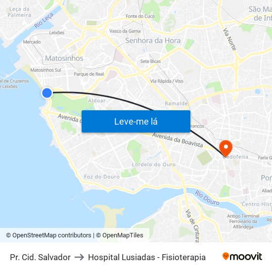 Pr. Cid. Salvador to Hospital Lusiadas - Fisioterapia map