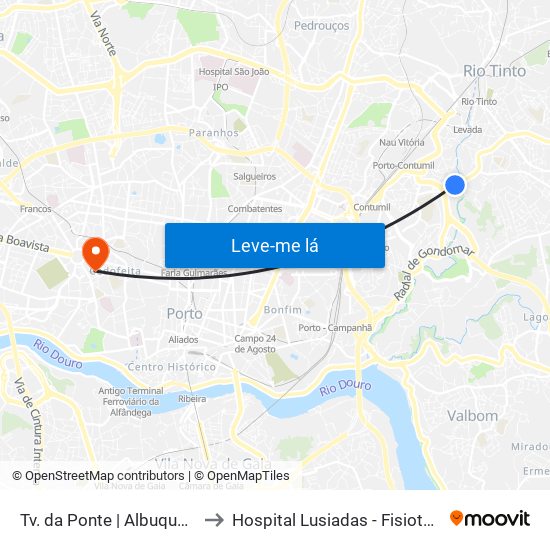Tv. da Ponte | Albuquerque to Hospital Lusiadas - Fisioterapia map