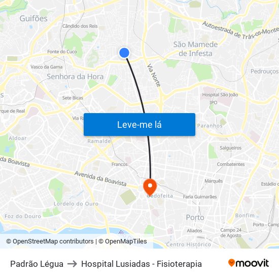 Padrão Légua to Hospital Lusiadas - Fisioterapia map