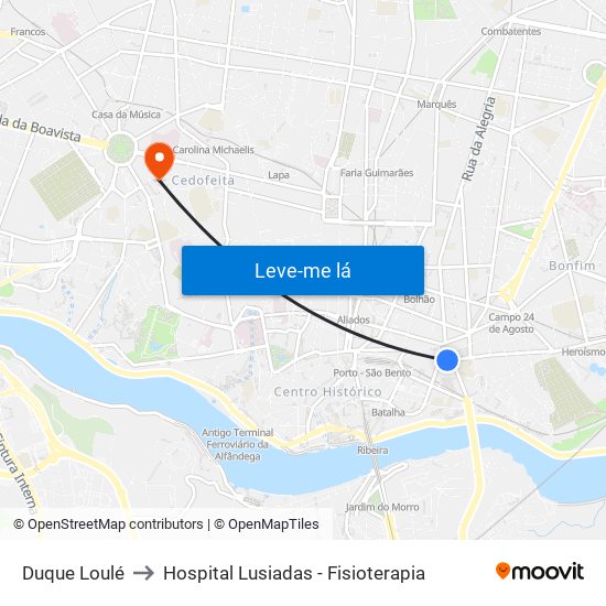 Duque Loulé to Hospital Lusiadas - Fisioterapia map
