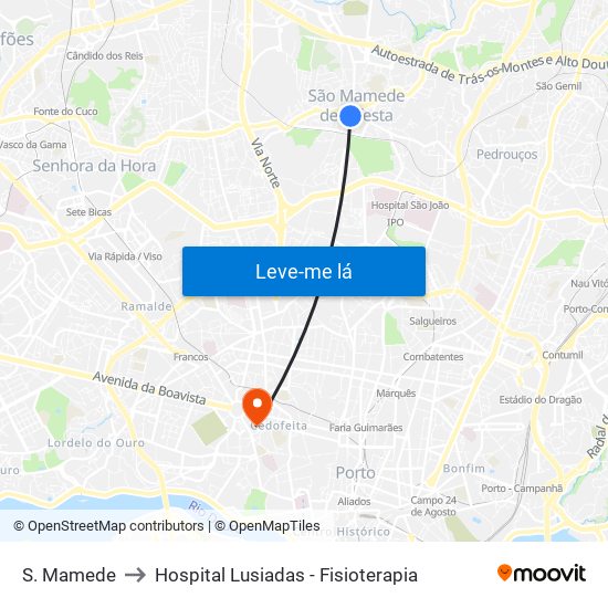 S. Mamede to Hospital Lusiadas - Fisioterapia map