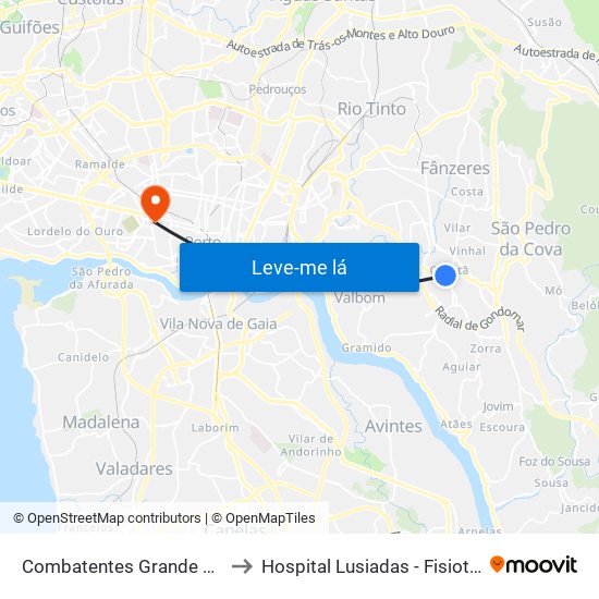 Combatentes Grande Guerra to Hospital Lusiadas - Fisioterapia map