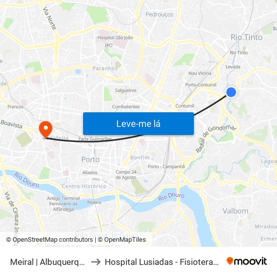 Meiral | Albuquerque to Hospital Lusiadas - Fisioterapia map