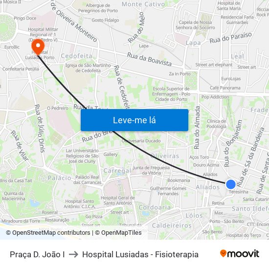 Praça D. João I to Hospital Lusiadas - Fisioterapia map