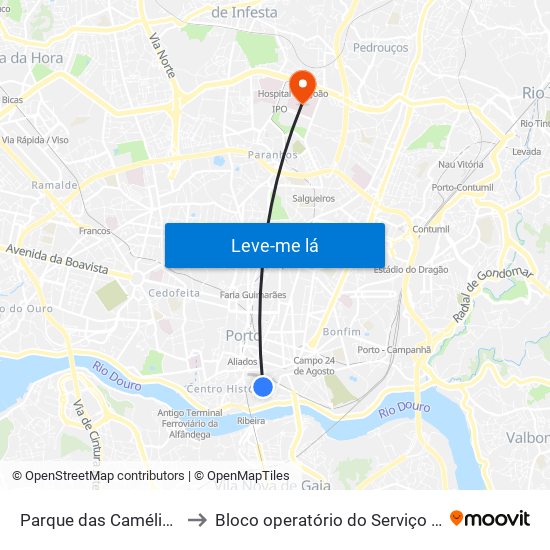 Parque das Camélias (Terminal) to Bloco operatório do Serviço de Neurocirurgia map