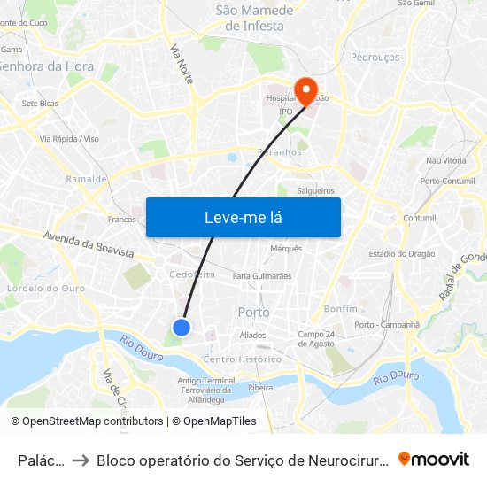 Palácio to Bloco operatório do Serviço de Neurocirurgia map