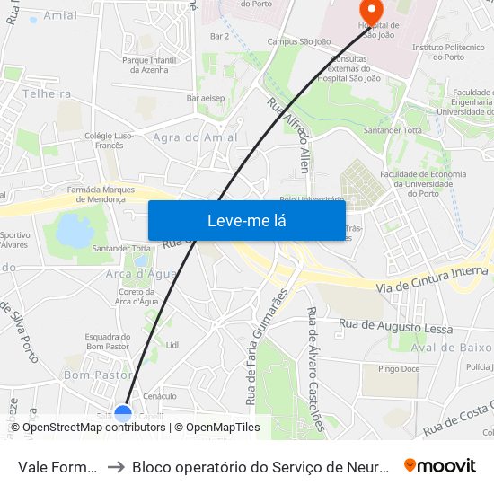 Vale Formoso to Bloco operatório do Serviço de Neurocirurgia map