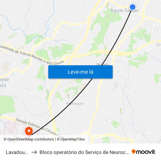 Lavadouros to Bloco operatório do Serviço de Neurocirurgia map