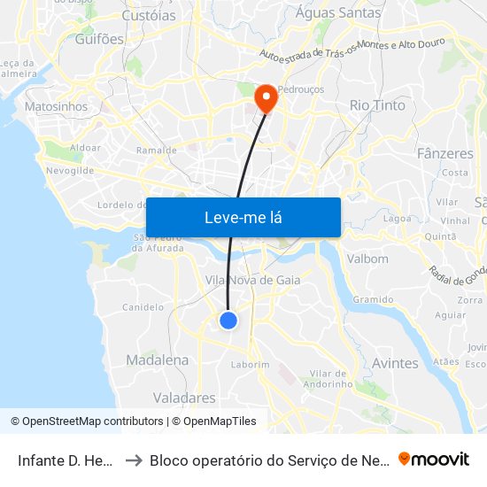 Infante D. Henrique to Bloco operatório do Serviço de Neurocirurgia map