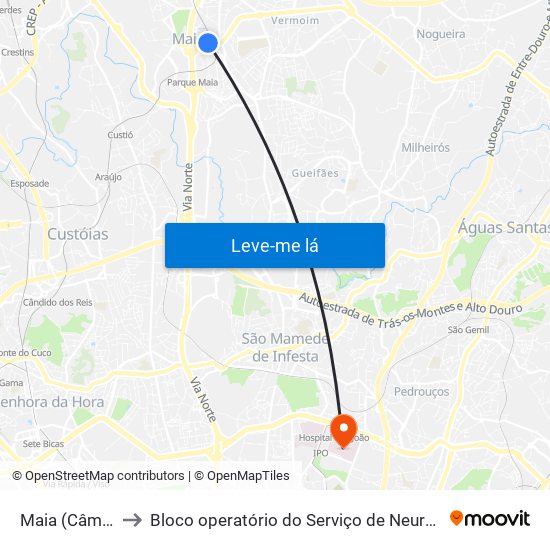 Maia (Câmara) to Bloco operatório do Serviço de Neurocirurgia map