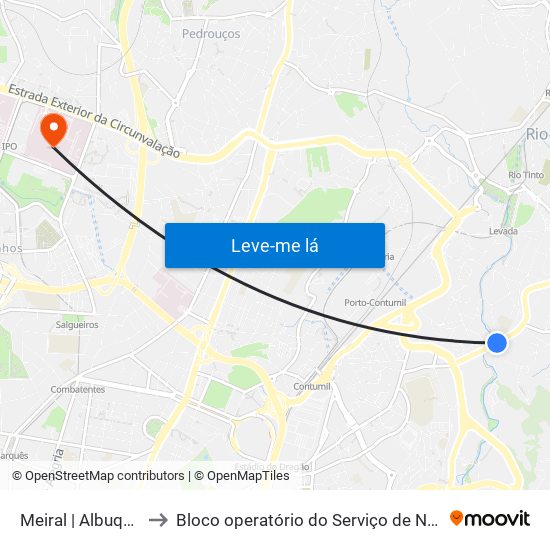 Meiral | Albuquerque to Bloco operatório do Serviço de Neurocirurgia map