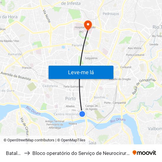 Batalha to Bloco operatório do Serviço de Neurocirurgia map