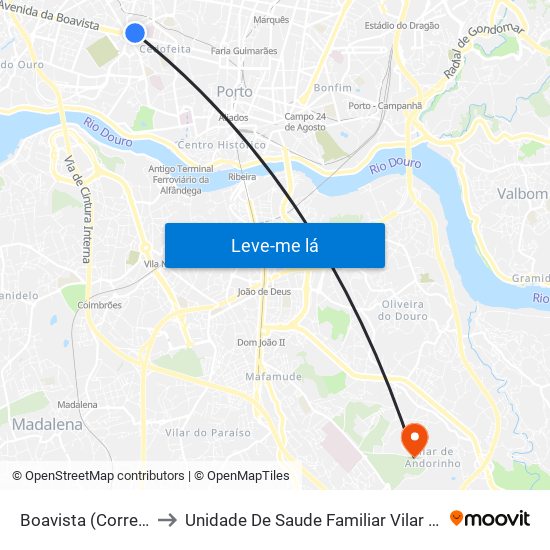 Boavista (Correios) to Unidade De Saude Familiar Vilar Saúde map