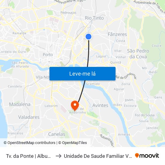 Tv. da Ponte | Albuquerque to Unidade De Saude Familiar Vilar Saúde map