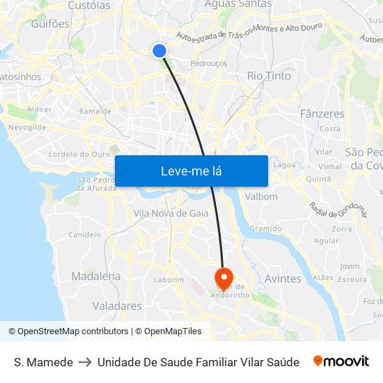 S. Mamede to Unidade De Saude Familiar Vilar Saúde map