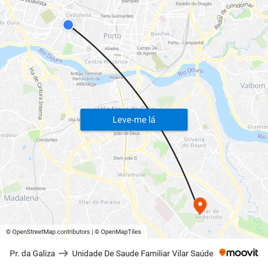 Pr. da Galiza to Unidade De Saude Familiar Vilar Saúde map