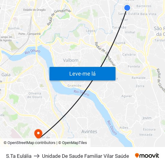 S.Ta Eulália to Unidade De Saude Familiar Vilar Saúde map