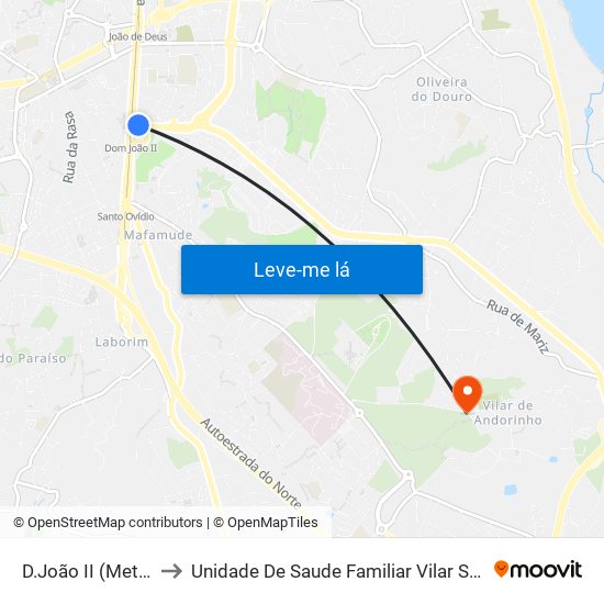 D.João II (Metro) to Unidade De Saude Familiar Vilar Saúde map