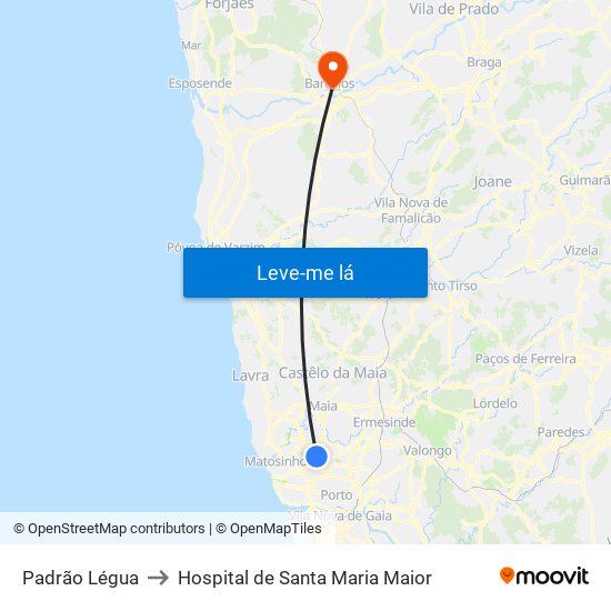 Padrão Légua to Hospital de Santa Maria Maior map