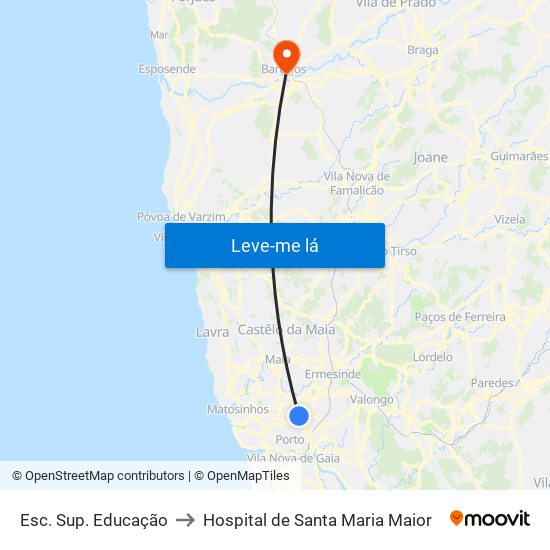 Esc. Sup. Educação to Hospital de Santa Maria Maior map