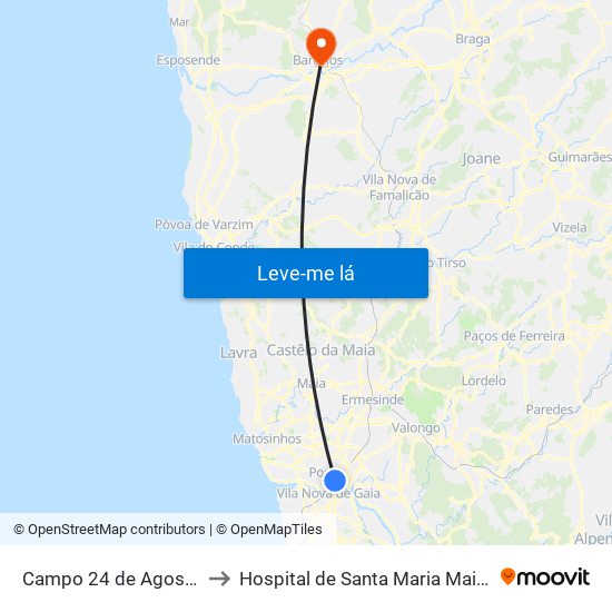 Campo 24 de Agosto to Hospital de Santa Maria Maior map