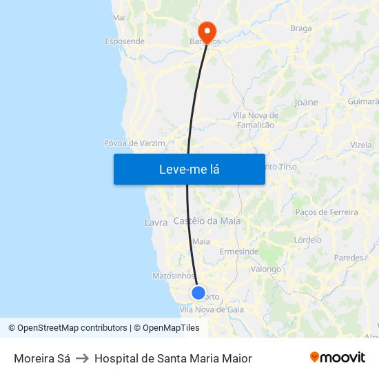Moreira Sá to Hospital de Santa Maria Maior map