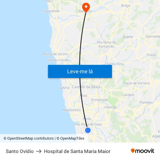 Santo Ovídio to Hospital de Santa Maria Maior map