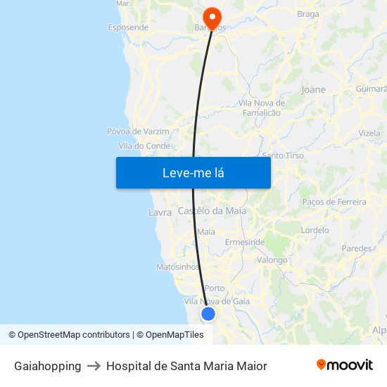 Gaiahopping to Hospital de Santa Maria Maior map