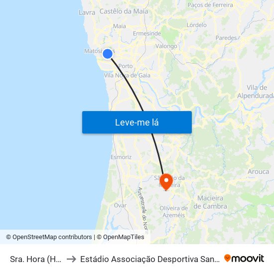 Sra. Hora (Hiper) to Estádio Associação Desportiva Sanjoanense map