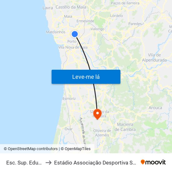 Esc. Sup. Educação to Estádio Associação Desportiva Sanjoanense map