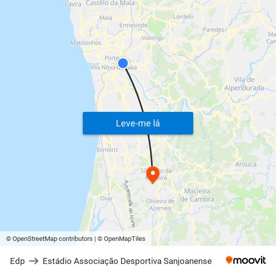 Edp to Estádio Associação Desportiva Sanjoanense map