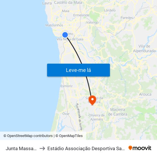 Junta Massarelos to Estádio Associação Desportiva Sanjoanense map