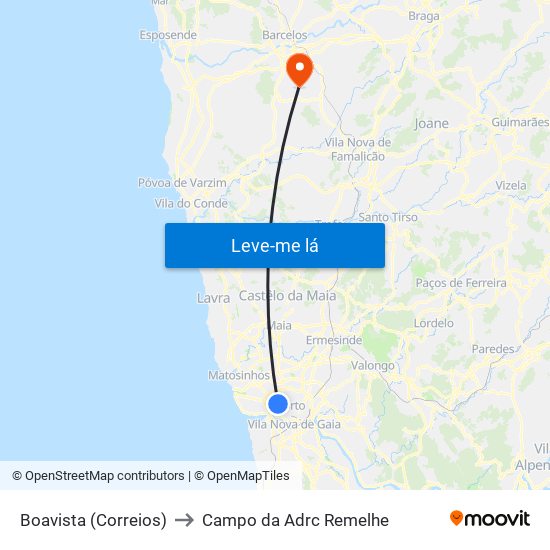 Boavista (Correios) to Campo da Adrc Remelhe map