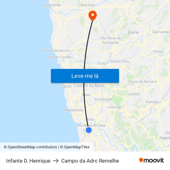 Infante D. Henrique to Campo da Adrc Remelhe map