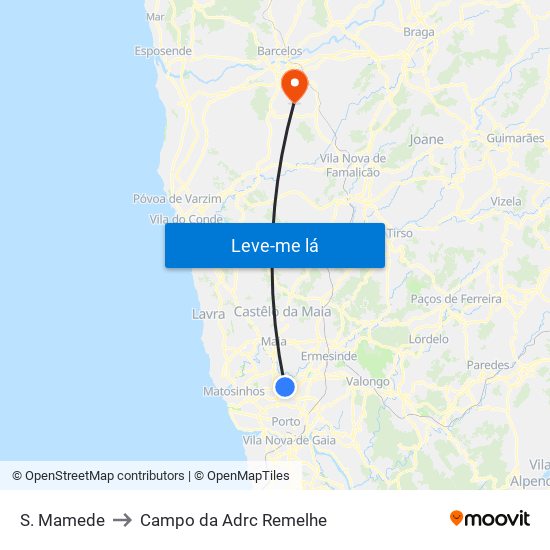 S. Mamede to Campo da Adrc Remelhe map