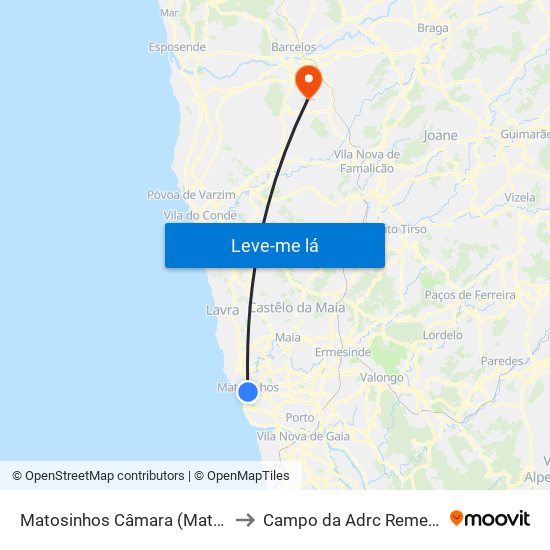 Matosinhos Câmara (Matc1) to Campo da Adrc Remelhe map