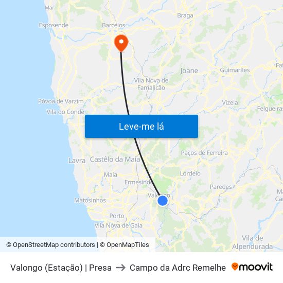 Valongo (Estação) | Presa to Campo da Adrc Remelhe map