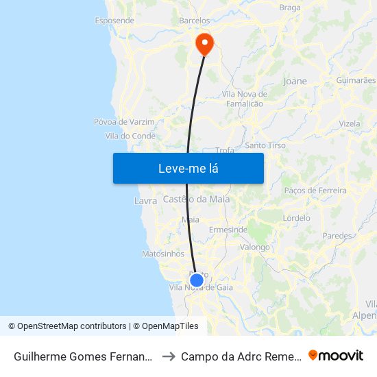 Guilherme Gomes Fernandes to Campo da Adrc Remelhe map