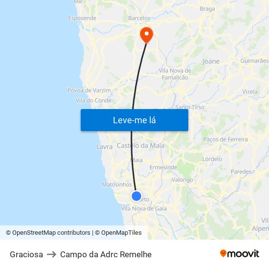 Graciosa to Campo da Adrc Remelhe map