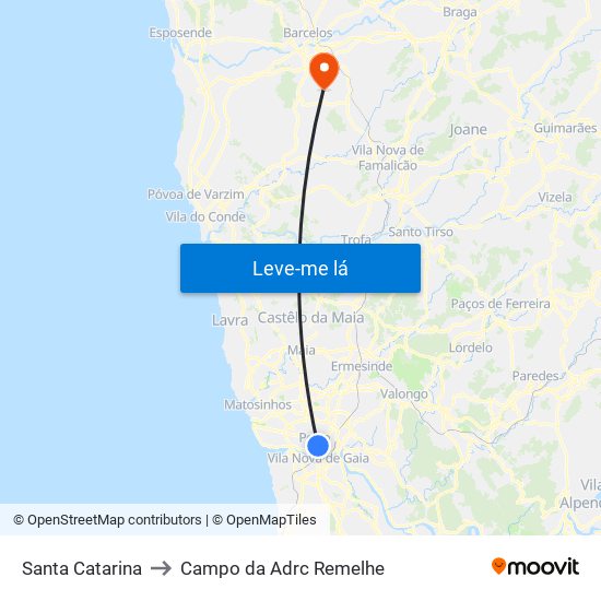 Santa Catarina to Campo da Adrc Remelhe map