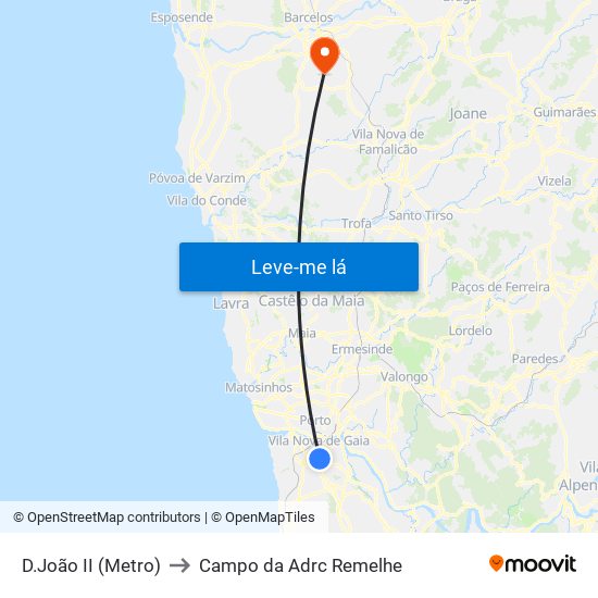 D.João II (Metro) to Campo da Adrc Remelhe map