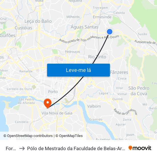 Formiga to Pólo de Mestrado da Faculdade de Belas-Artes da Universidade do Porto map