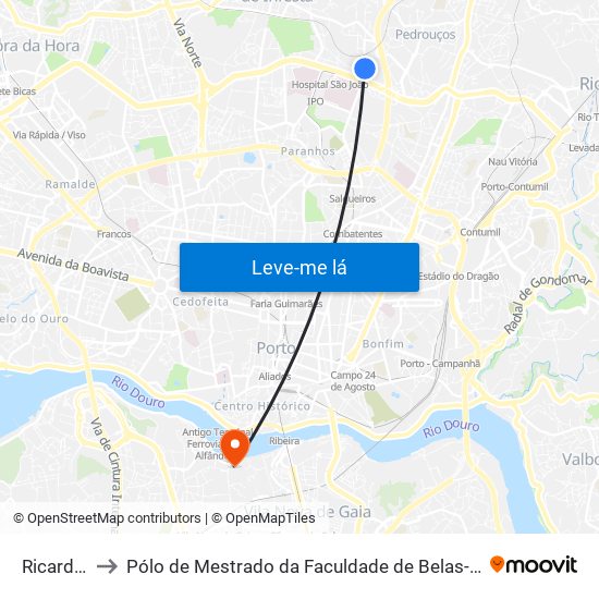 Ricardo Alves to Pólo de Mestrado da Faculdade de Belas-Artes da Universidade do Porto map