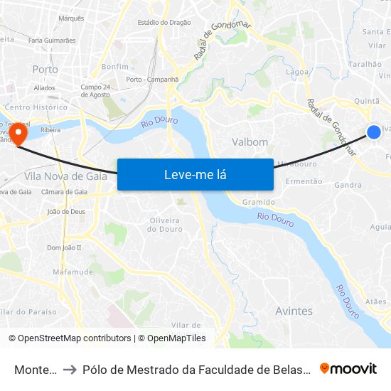 Monte Crasto to Pólo de Mestrado da Faculdade de Belas-Artes da Universidade do Porto map