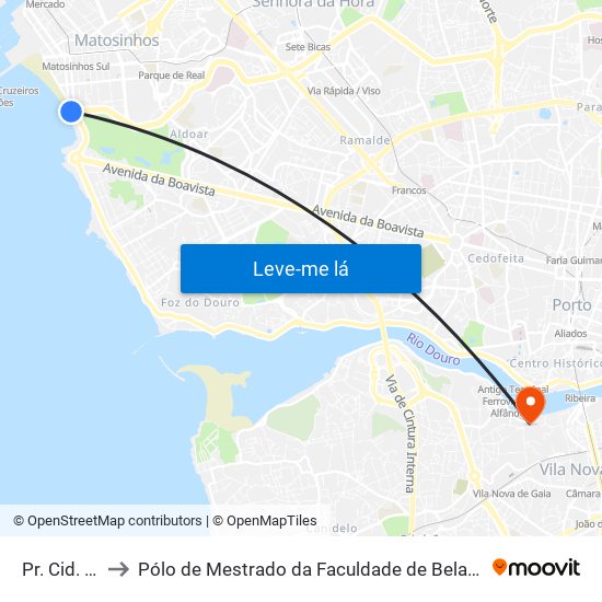 Pr. Cid. Salvador to Pólo de Mestrado da Faculdade de Belas-Artes da Universidade do Porto map