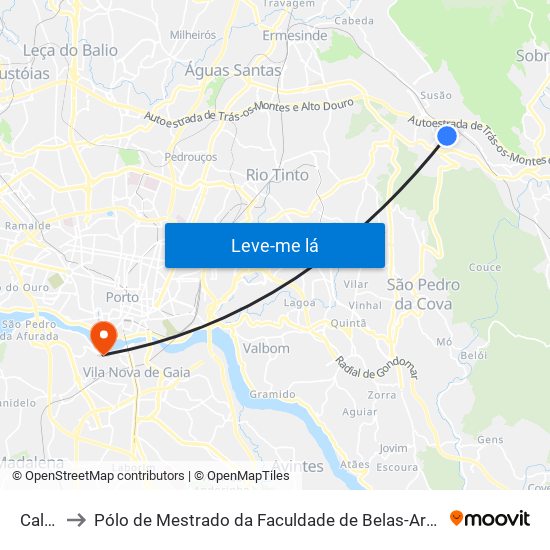 Calvário to Pólo de Mestrado da Faculdade de Belas-Artes da Universidade do Porto map