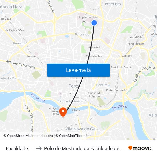 Faculdade de Engenharia to Pólo de Mestrado da Faculdade de Belas-Artes da Universidade do Porto map