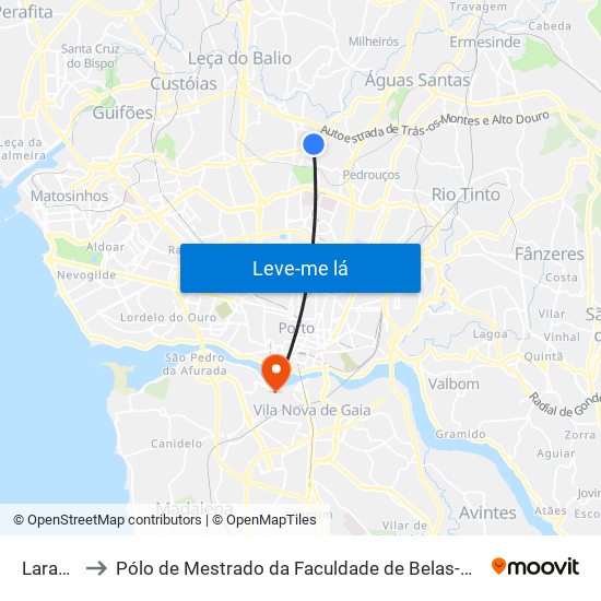 Laranjeiras to Pólo de Mestrado da Faculdade de Belas-Artes da Universidade do Porto map